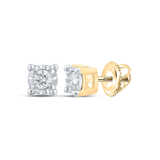 10kt Yellow Gold Round Diamond Stud Earrings 1/5 Cttw