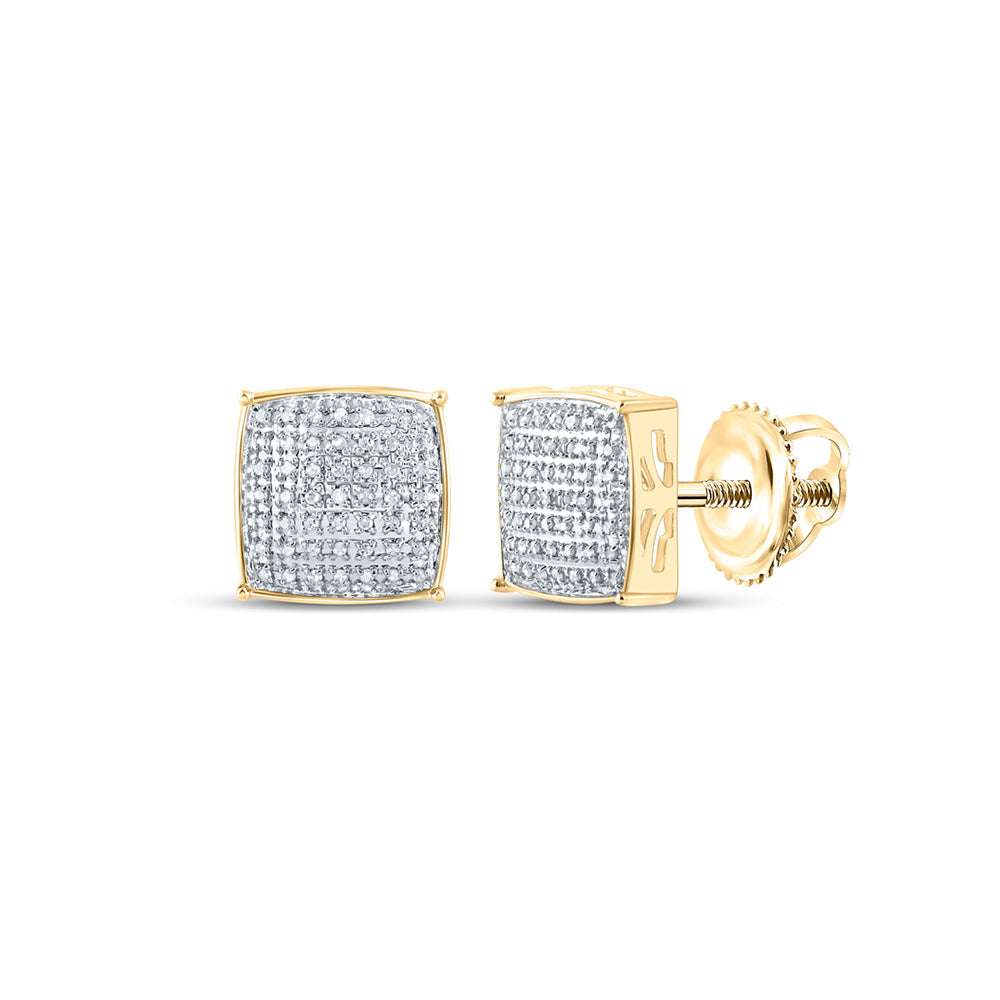 10kt Yellow Gold Round Diamond Square Earrings 1/3 Cttw