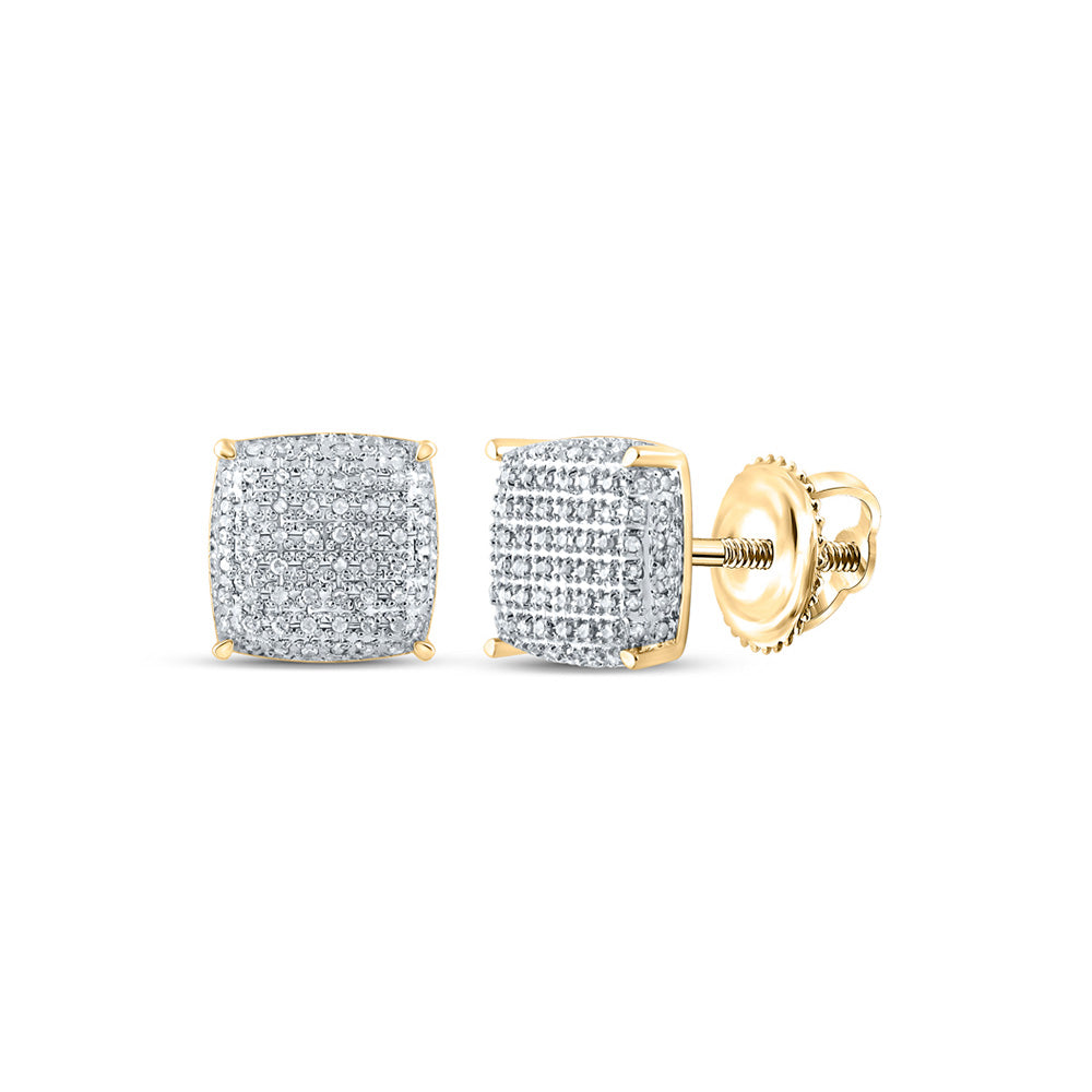 10kt Yellow Gold Round Diamond Square Earrings 1/2 Cttw