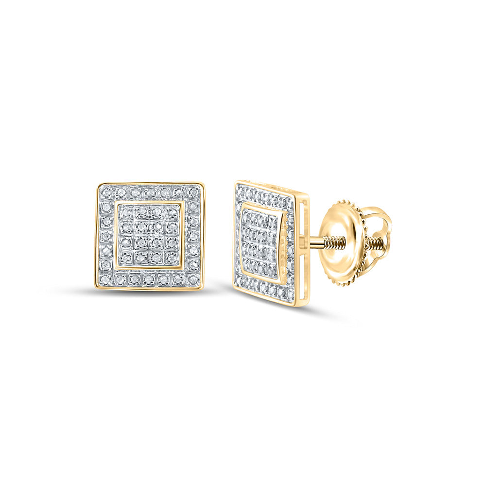 10kt Yellow Gold Round Diamond Square Earrings 1/4 Cttw