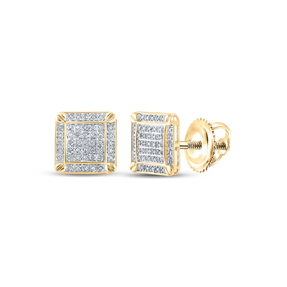 10kt Yellow Gold Round Diamond Square Earrings 1/4 Cttw