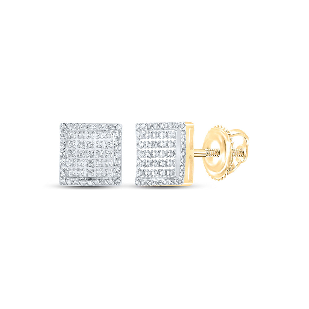 10kt Yellow Gold Round Diamond Square Earrings 1/3 Cttw