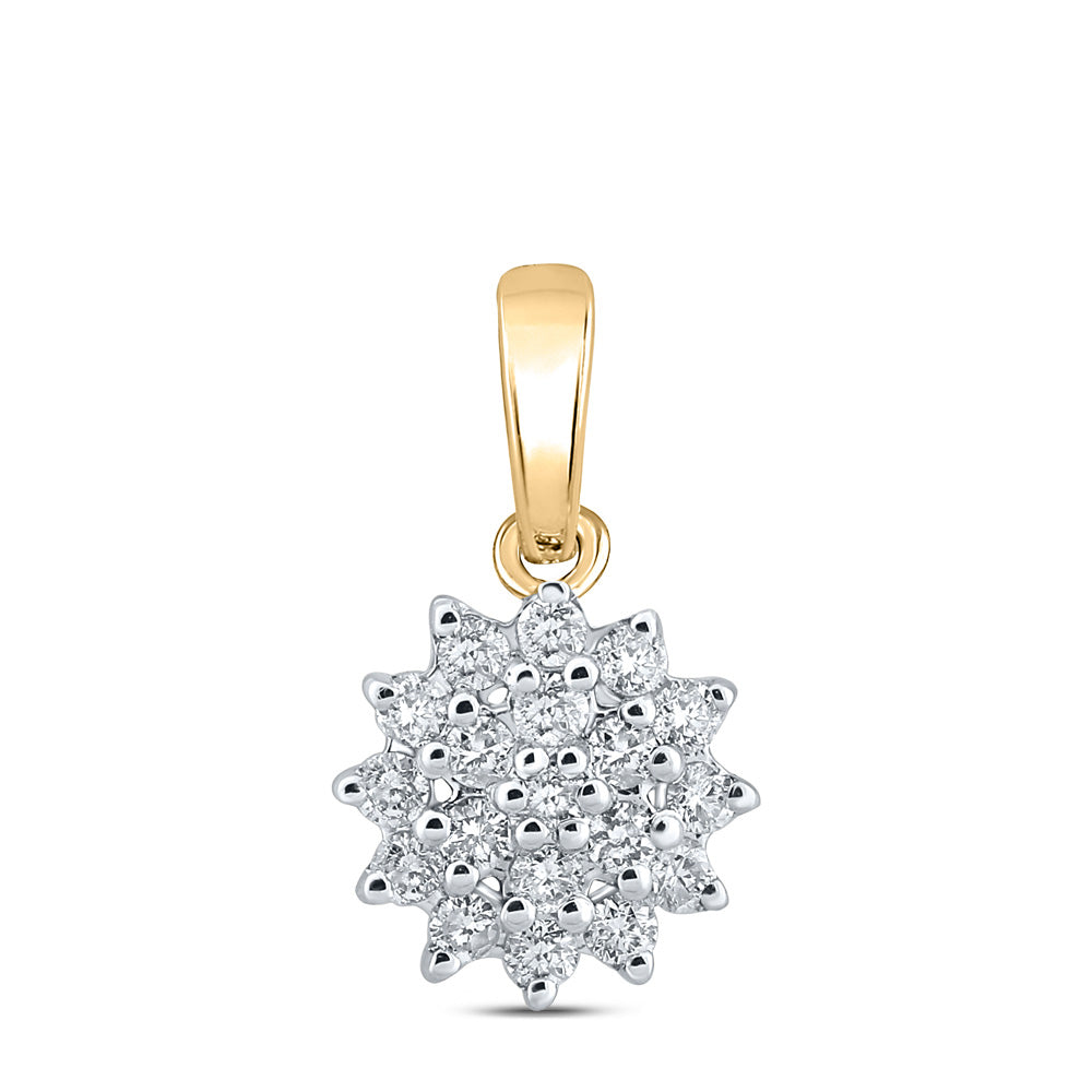 10kt Yellow Gold Womens Round Diamond Cluster Pendant 1/5 Cttw