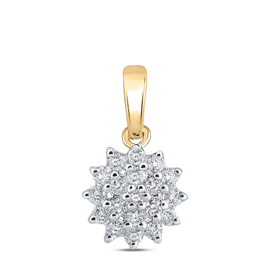 10kt Yellow Gold Womens Round Diamond Cluster Pendant 1/5 Cttw