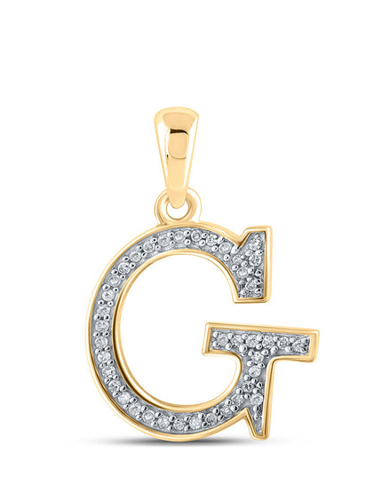 10kt Yellow Gold Womens Round Diamond Initial G Letter Pendant 1/12 Cttw