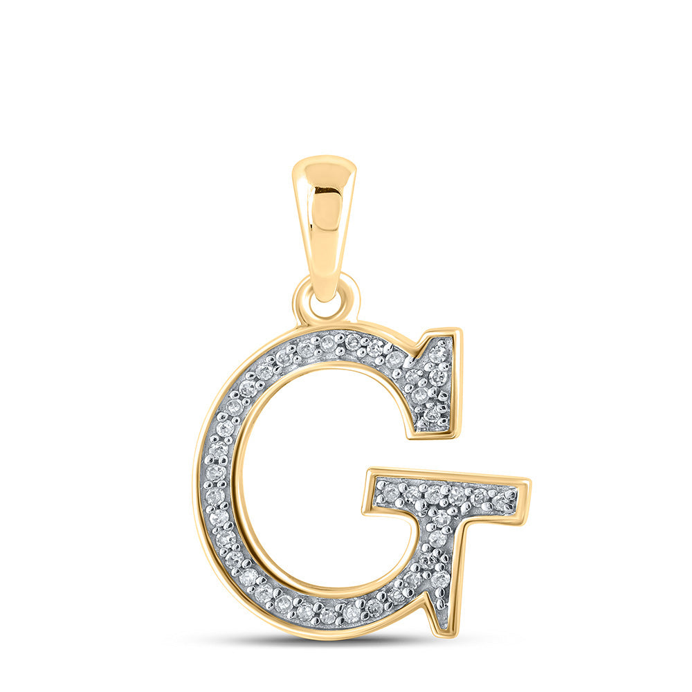 10kt Yellow Gold Womens Round Diamond Initial G Letter Pendant 1/12 Cttw