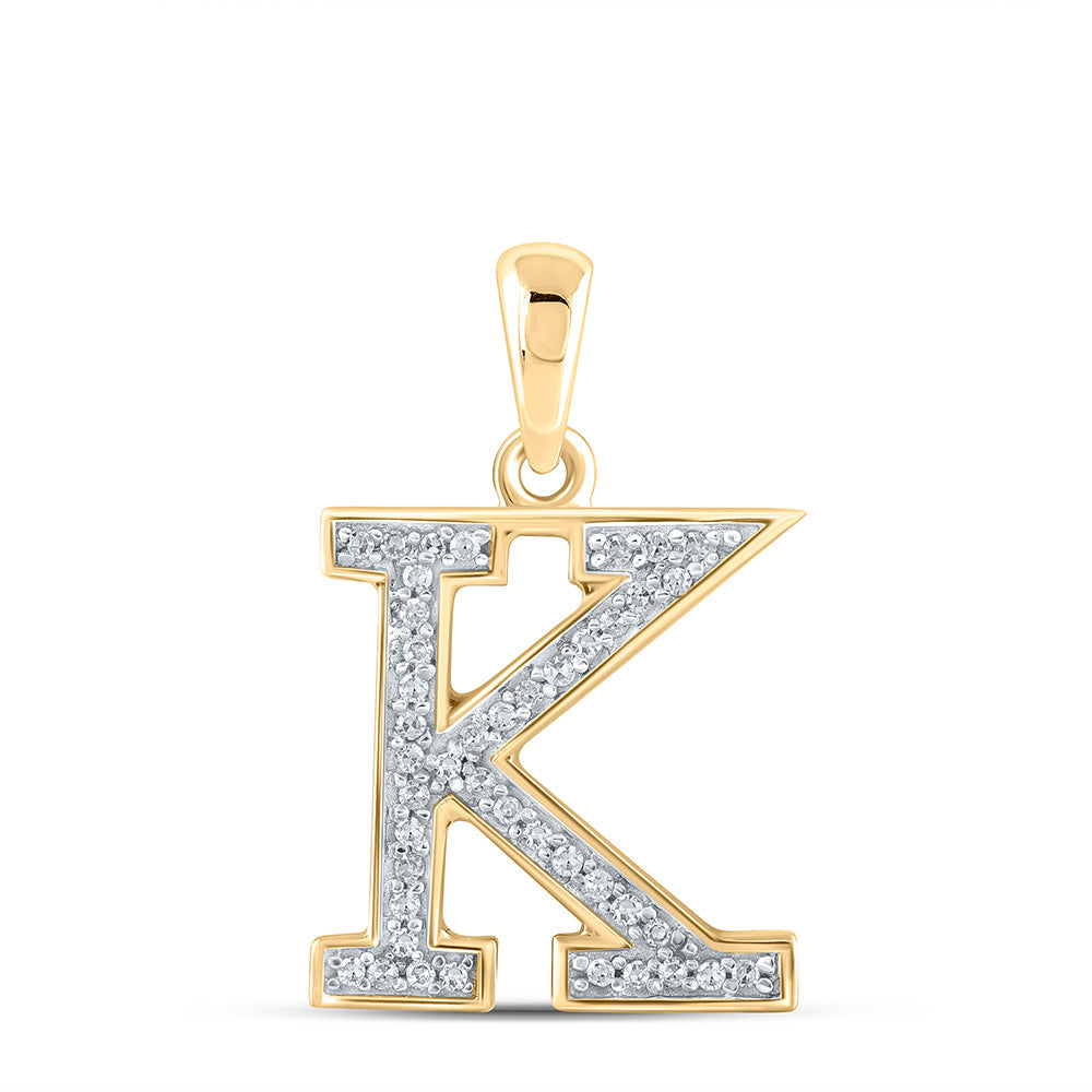 10kt White Gold Womens Round Diamond high quality Initial Q Letter Pendant 1/12 Cttw