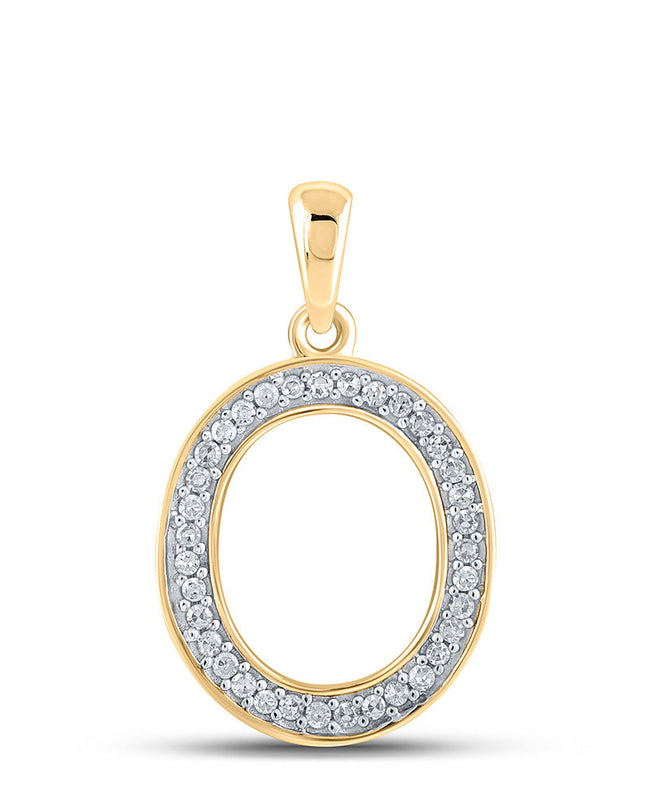 10kt Yellow Gold Womens Round Diamond Initial O Letter Pendant 1/10 Cttw