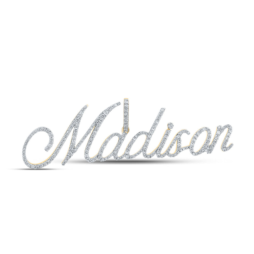 10kt Yellow Gold Womens Round Diamond Madison Name Pendant 1-1/3 Cttw