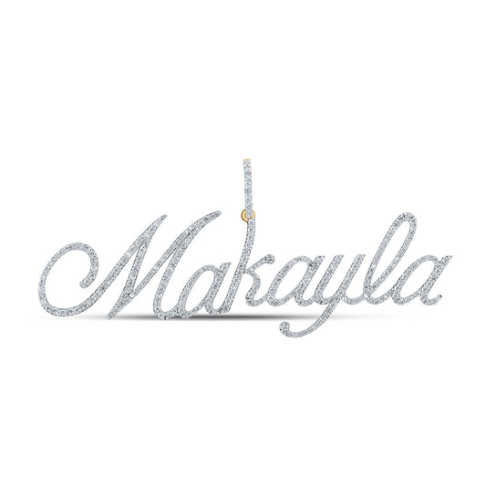 10kt Yellow Gold Mens Round Diamond Makayla Name Charm Pendant 1-1/2 Cttw