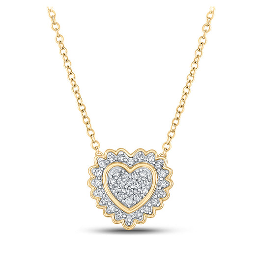 10kt Yellow Gold Womens Round Diamond Heart Pendant 1/5 Cttw