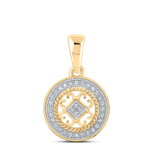 10kt Yellow Gold Womens Round Diamond Circle Pendant 1/10 Cttw