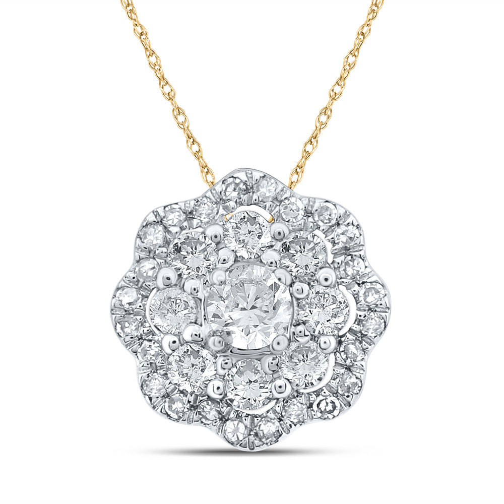 10kt Yellow Gold Womens Round Diamond Cluster Pendant 1/4 Cttw