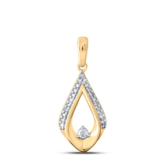 10kt Yellow Gold Womens Round Diamond Fashion Pendant 1/8 Cttw