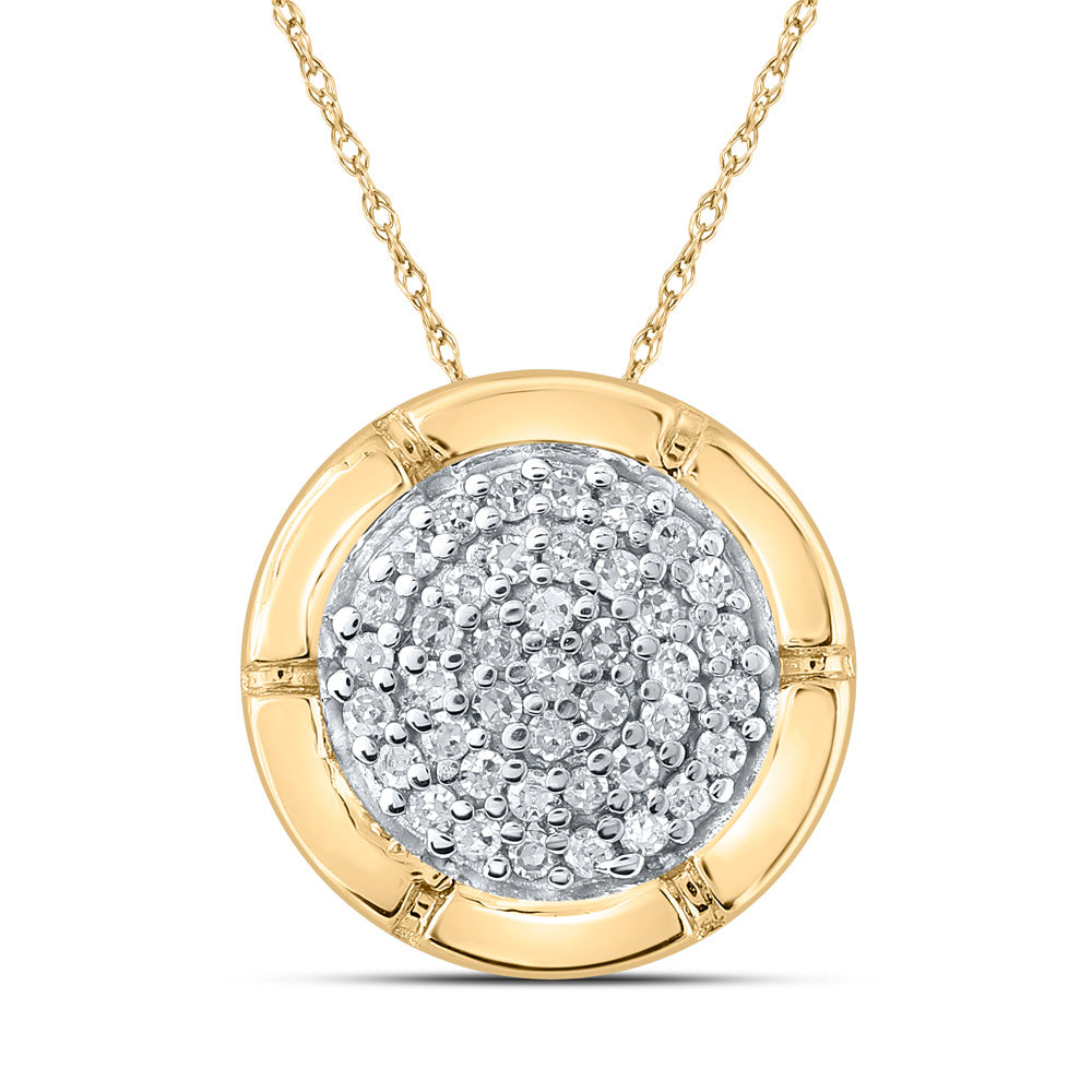 10kt Yellow Gold Womens Round Diamond Cluster Pendant 1/6 Cttw