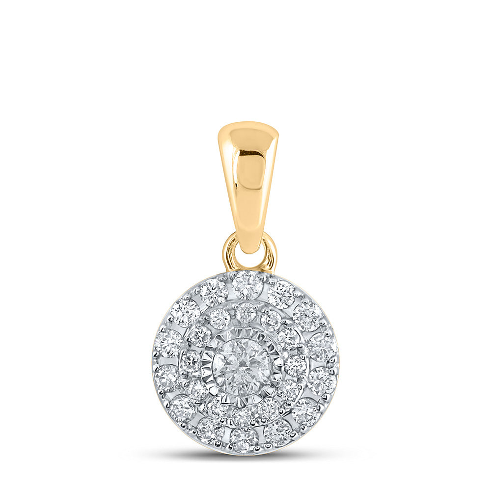 10kt Yellow Gold Womens Round Diamond Cluster Pendant 1/4 Cttw