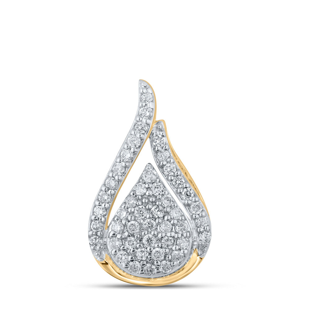 10kt Yellow Gold Womens Round Diamond Teardrop Pendant 1/5 Cttw