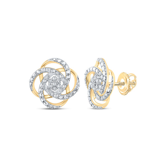 10kt Yellow Gold Womens Round Diamond Cluster Earrings 1/6 Cttw