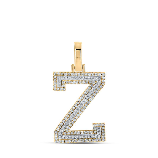 10kt Two-tone Gold Mens Round Diamond Z Initial Letter Pendant 3/8 Cttw