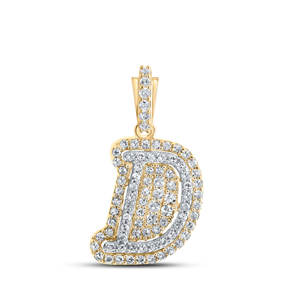 10kt Yellow Gold Womens Round Diamond D Initial Letter Pendant 1/5 Cttw