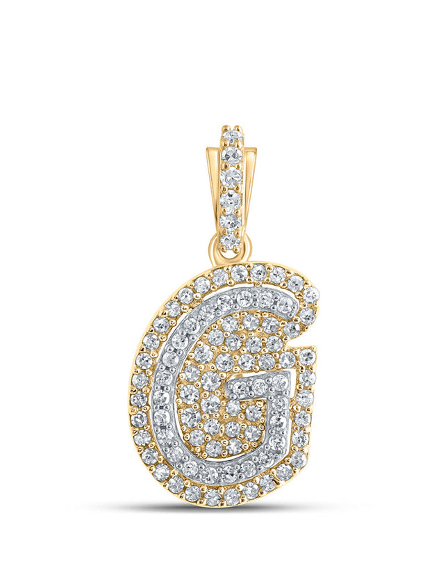 10kt Yellow Gold Womens Round Diamond G Initial Letter Pendant 1/5 Cttw