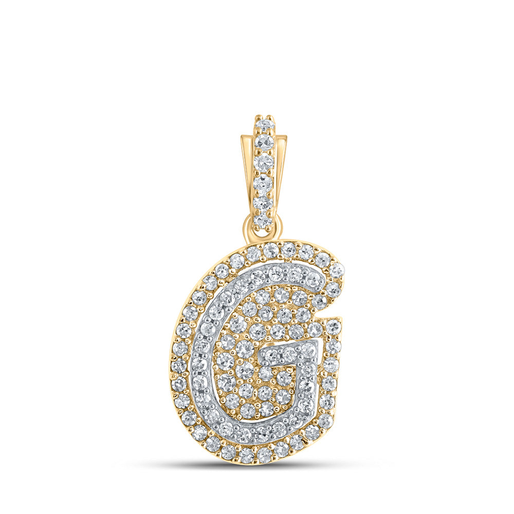 10kt Yellow Gold Womens Round Diamond G Initial Letter Pendant 1/5 Cttw