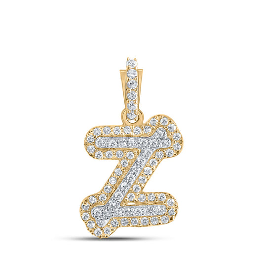 10kt Yellow Gold Womens Round Diamond Z Initial Letter Pendant 1/5 Cttw