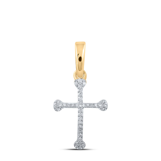 10kt Yellow Gold Womens Round Diamond Cross Pendant 1/12 Cttw