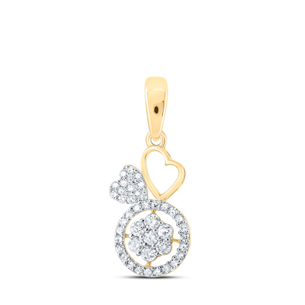 10kt Yellow Gold Womens Round Diamond Heart Pendant 1/3 Cttw