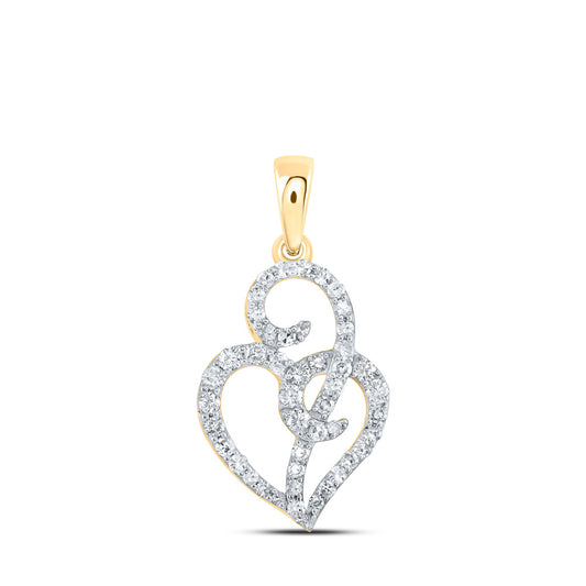 10kt Yellow Gold Womens Round Diamond Heart Pendant 1/3 Cttw