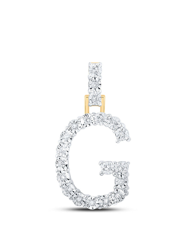 10kt Yellow Gold Womens Round Diamond G Initial Letter Pendant 1/10 Cttw