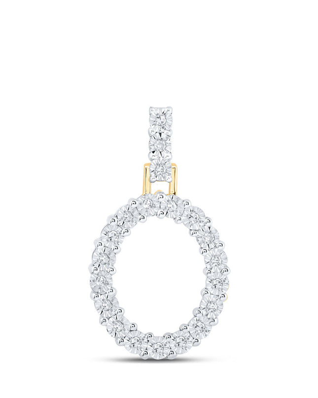 10kt Yellow Gold Womens Round Diamond O Initial Letter Pendant 1/10 Cttw