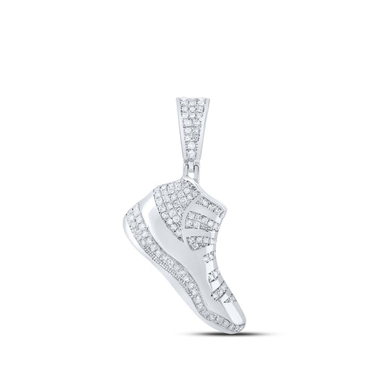 Sterling Silver Womens Round Diamond Shoe Fashion Pendant 1/2 Cttw