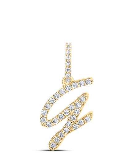 10kt Yellow Gold Womens Round Diamond G Initial Letter Pendant 1/8 Cttw