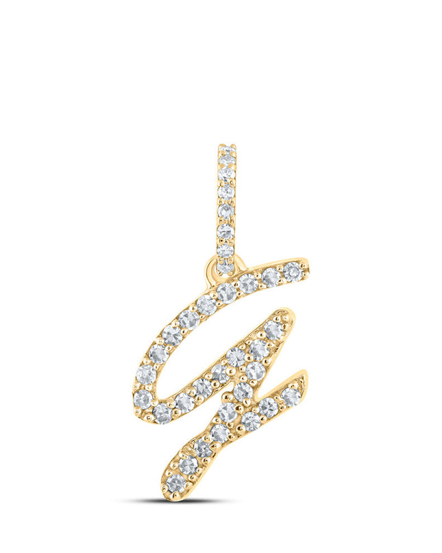 10kt Yellow Gold Womens Round Diamond G Initial Letter Pendant 1/8 Cttw