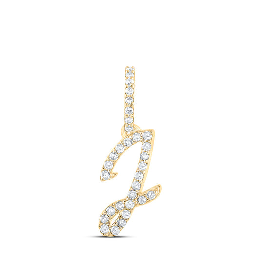 10kt Yellow Gold Womens Round Diamond J Initial Letter Pendant 1/8 Cttw