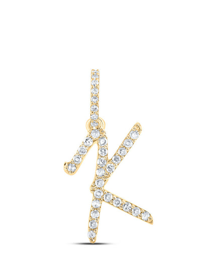 10kt Yellow Gold Womens Round Diamond K Initial Letter Pendant 1/8 Cttw
