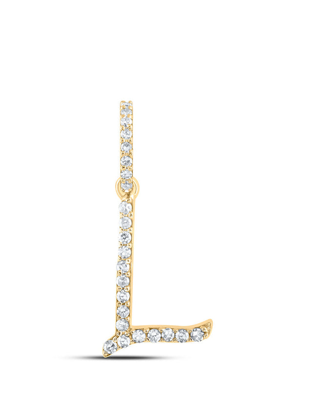 10kt Yellow Gold Womens Round Diamond L Initial Letter Pendant 1/10 Cttw
