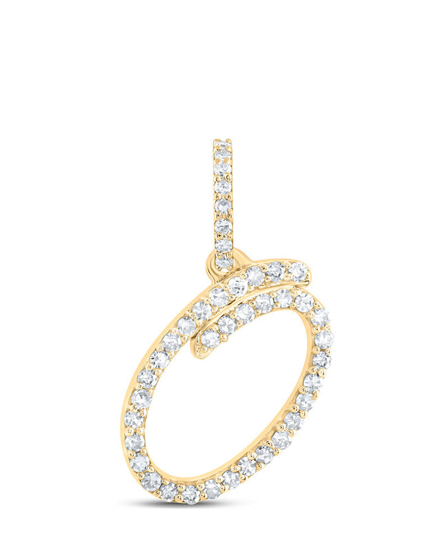 10kt Yellow Gold Womens Round Diamond O Initial Letter Pendant 1/6 Cttw