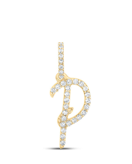 10kt Yellow Gold Womens Round Diamond P Initial Letter Pendant 1/8 Cttw