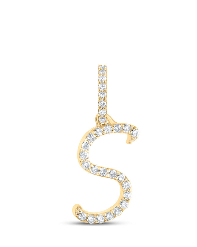 10kt Yellow Gold Womens Round Diamond S Initial Letter Pendant 1/10 Cttw