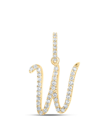 10kt Yellow Gold Womens Round Diamond W Initial Letter Pendant 1/6 Cttw