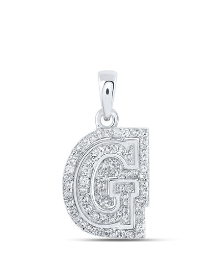 10kt White Gold Womens Round Diamond G Initial Letter Pendant 1/5 Cttw