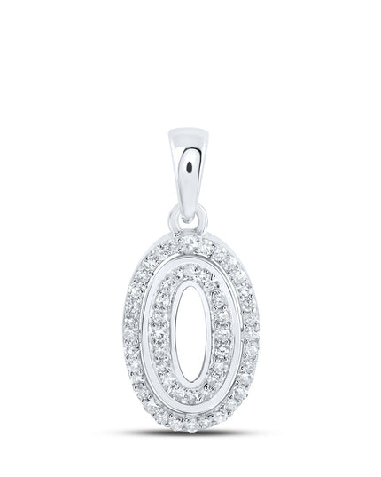 10kt White Gold Womens Round Diamond O Initial Letter Pendant 1/6 Cttw