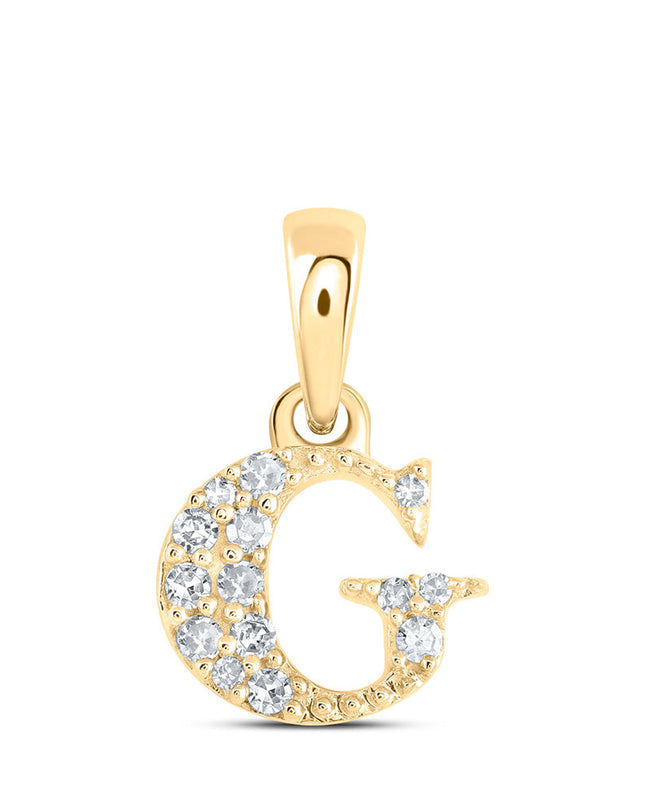 10kt Yellow Gold Womens Round Diamond G Initial Letter Pendant 1/20 Cttw