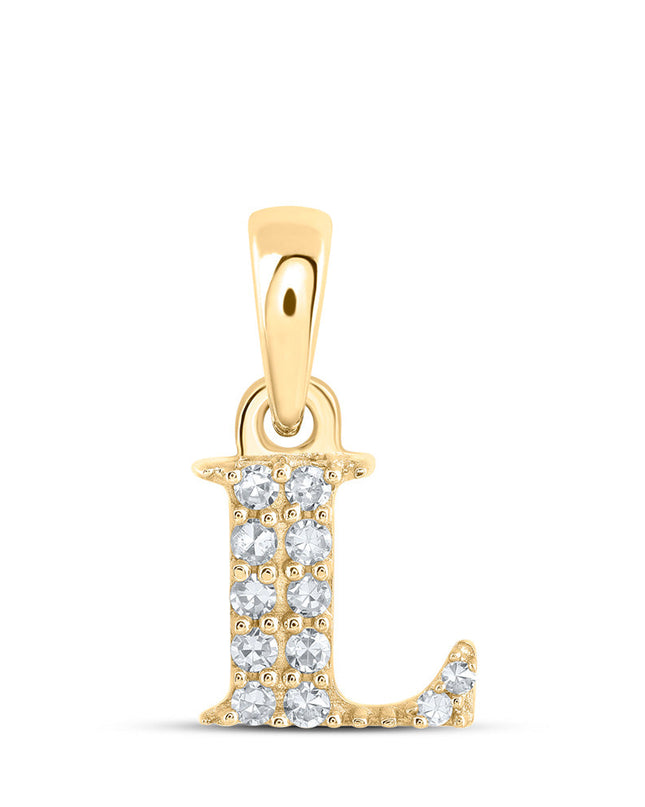 10kt Yellow Gold Womens Round Diamond L Initial Letter Pendant 1/20 Cttw