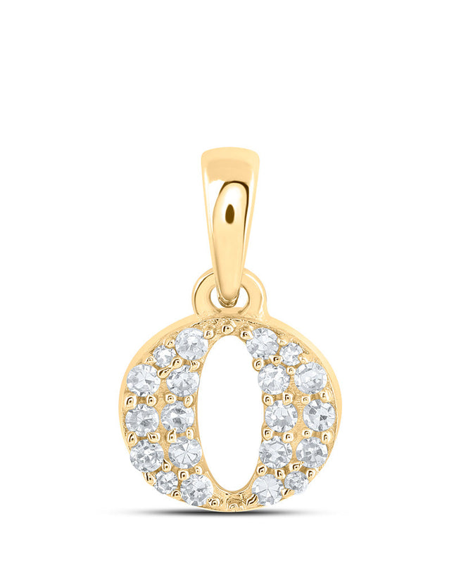 10kt Yellow Gold Womens Round Diamond O Initial Letter Pendant 1/10 Cttw