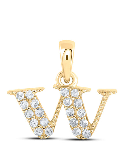 10kt Yellow Gold Womens Round Diamond W Initial Letter Pendant 1/10 Cttw