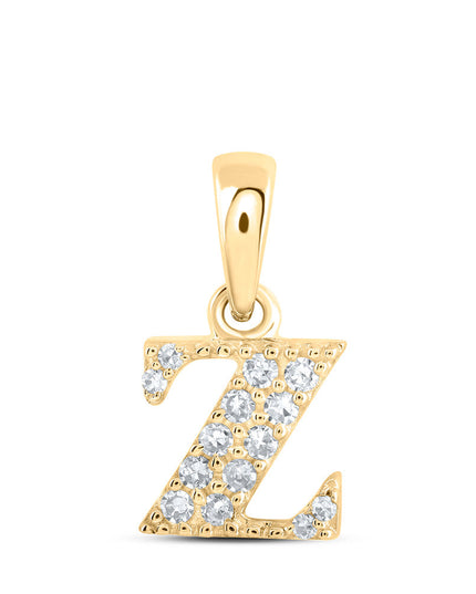 10kt Yellow Gold Womens Round Diamond Z Initial Letter Pendant 1/20 Cttw