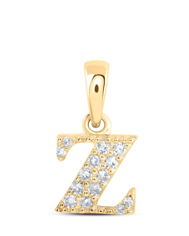 10kt Yellow Gold Womens Round Diamond Z Initial Letter Pendant 1/20 Cttw